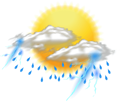 Partly sunny with thunderstorm weather icon